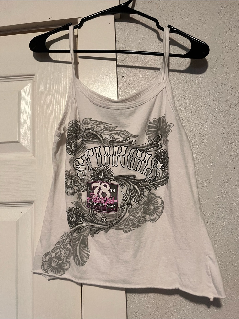 White sturgis Spaghetti-Strap Tank Top